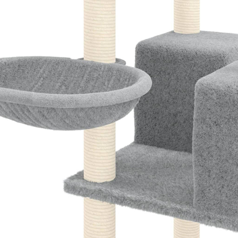 Vidaxl Rascador Para Gatos Con Postes De Sisal Gris Claro 167 Cm_5