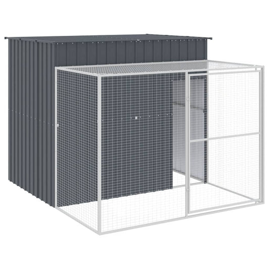 Caseta Perros Con Corral Acero Galvanizado Gris 214x253x181 Cm_0
