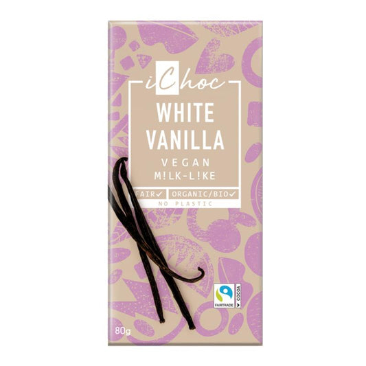 Ichoc Vegan Chocolate Branco com Baunilha Bourbon 80g