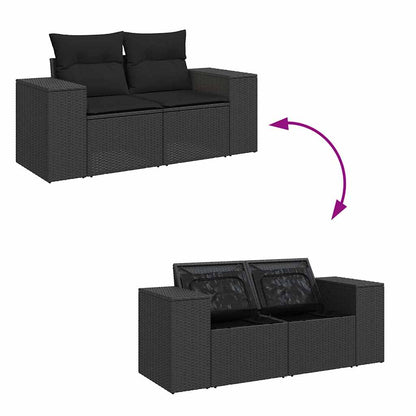 Set Sofás Jardín Y Cojines 6 Pzas Ratán Sintético Acacia Negro / Vetonek_1