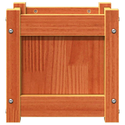 Jardinera Exterior Madera Maciza Pino Marrón Cera 31x31x31 Cm_5
