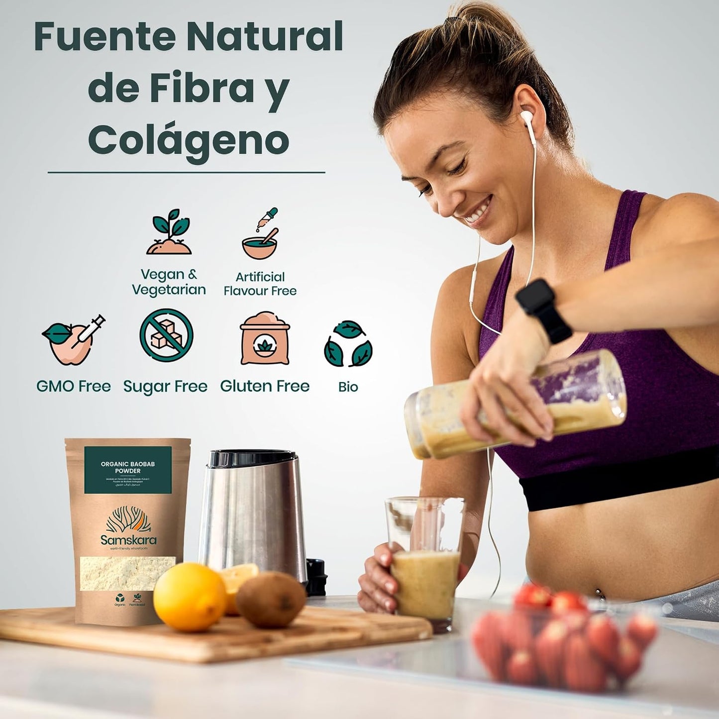 Baobab En Polvo Bio - 1kg | Superalimento Ecológico Vegano Para Batidos, Smoothies Y Zumos, Sin Azúcares Añadidos_4