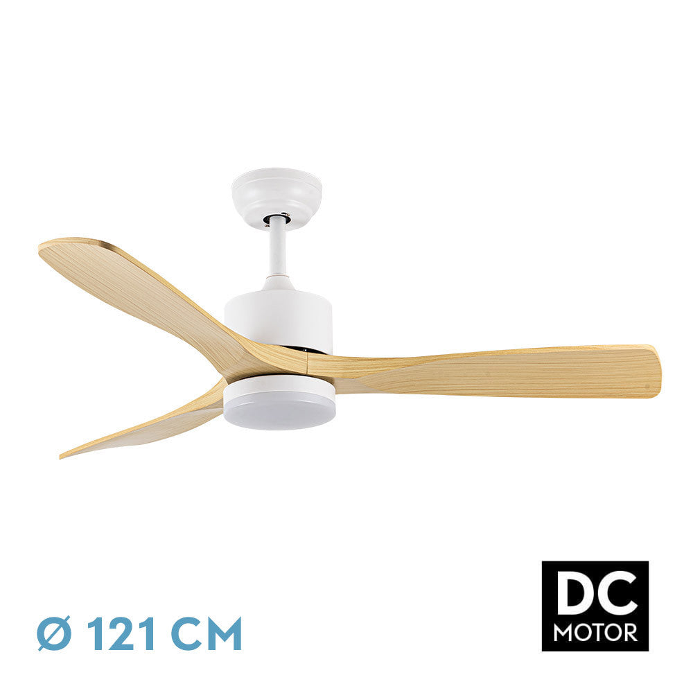 Ventilador Dc Azabache 20w Blanco 3asp.haya 6vel 3 Col 40/50x121d 2350lm Remoto,memor,tempo_0