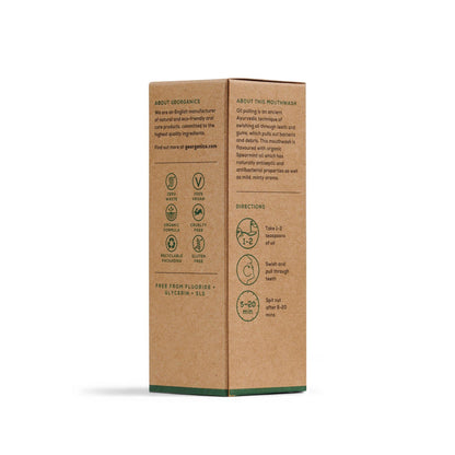 Colutório com óleo de coco e hortelã, recipiente de alumínio, Georganics