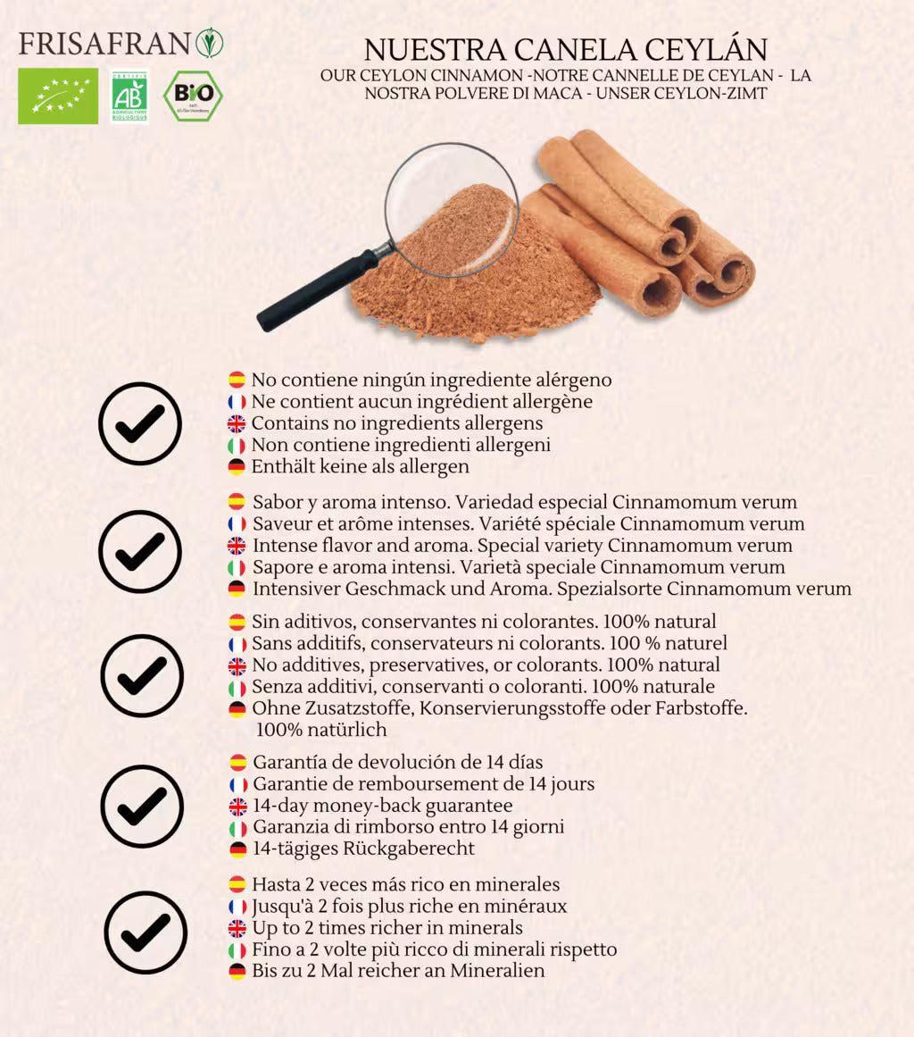 Canela Ceylan En Polvo Ecológica | Calidad | Frisafran 200 G_5