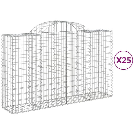 Cestas Gaviones 25 Uds Forma De Arco Hierro 200x50x120/140 Cm_0