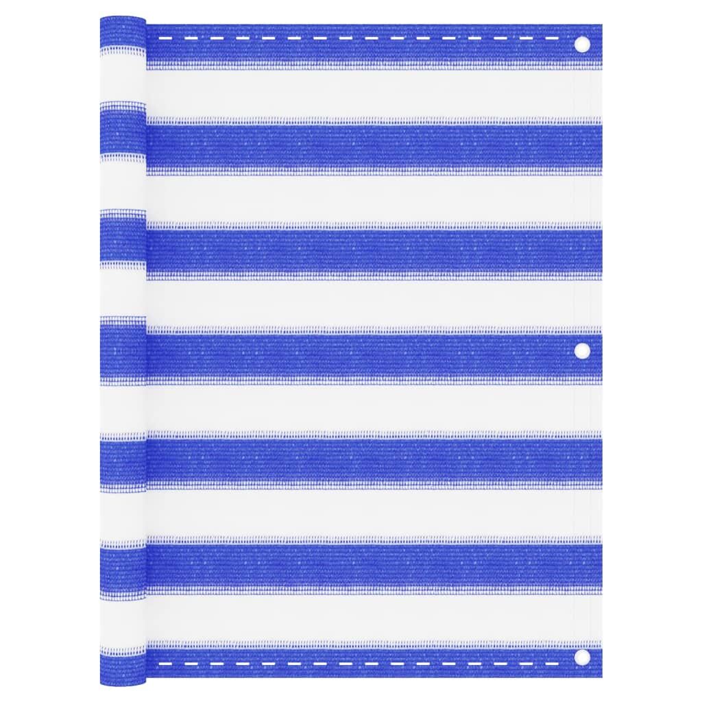 Vidaxl Toldo Para Balcón Hdpe Azul Y Blanco 75x400 Cm_0