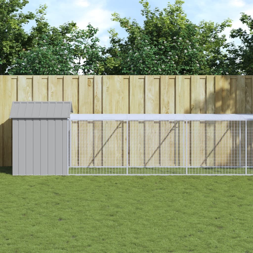 Vidaxl Gallinero Y Corral Acero Galvanizado Gris Claro 117x1017x123 Cm_1
