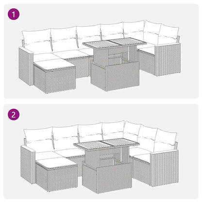 Set Sofás Jardín Y Cojines 8 Pzas Ratán Sintético Acacia Beige / Vetonek_3