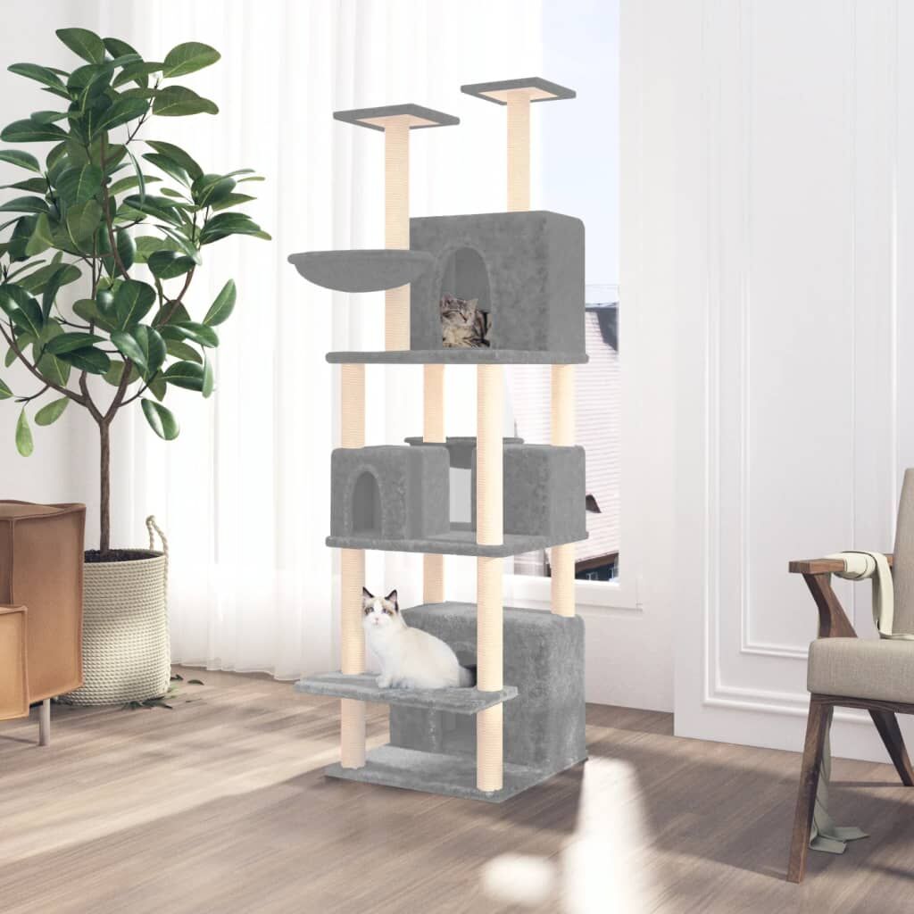 Vidaxl Rascador Para Gatos Con Postes De Sisal Gris Claro 180 Cm_1
