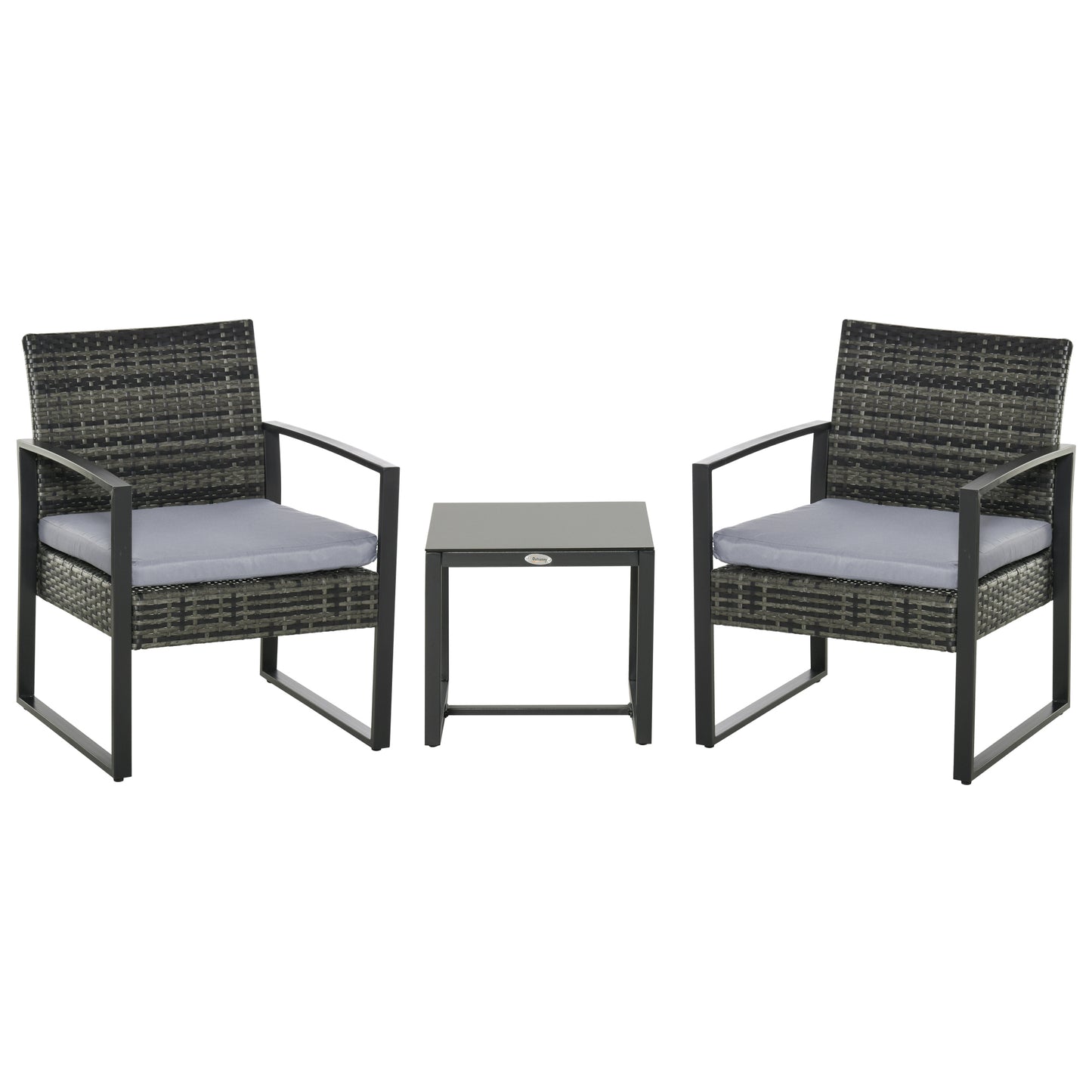 Outsunny Conjunto De Mesa Y Sillas De Jardín Para Exterior De 3 Piezas Gris_0