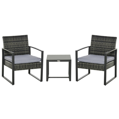 Outsunny Conjunto De Mesa Y Sillas De Jardín Para Exterior De 3 Piezas Gris_0