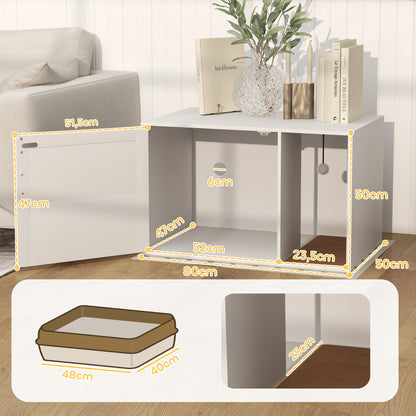 Pawhut Mueble Arenero Para Gatos Con Almohadilla Para Rascar 80x50x50 Cm Blanco_2
