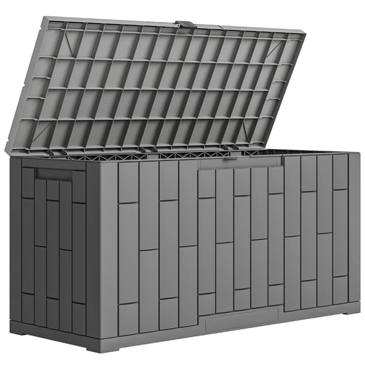 Outsunny Arcón Exterior 227l De Pp Con Cerradura Resistente Al Agua Anti-uv Gris_0