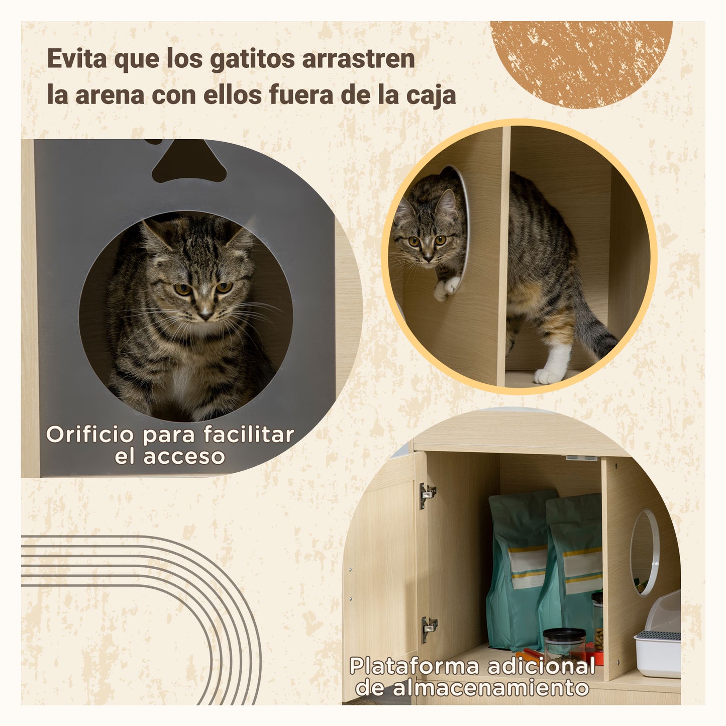 Pawhut Arenero Para Gatos De Madera Con 2 Puertas Cama Cojín Suave 107x54x70 Cm_3