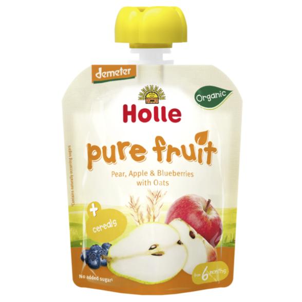 Smoothie biológico de pêra, maçã, mirtilo e aveia da Holle 90g