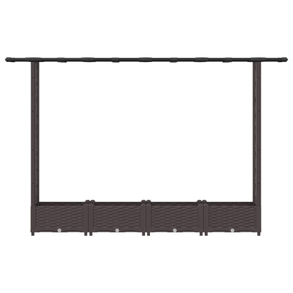 Cama Elevada Con Trellis Y Techo Marrón 203 X 40 X 121 Cm Pp_3