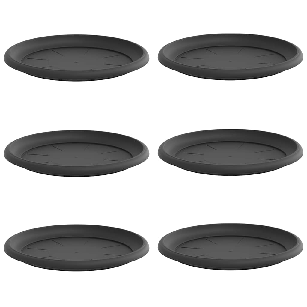 Bandeja Redonda Para Flores 6 Uds. Negro Ø 27 X 2,5 Cm Plástico_0