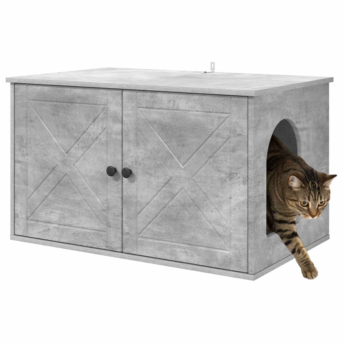 Casa Para Gatos Concreto 85 X 55 X 50 Cm Madera De Ingeniería_2