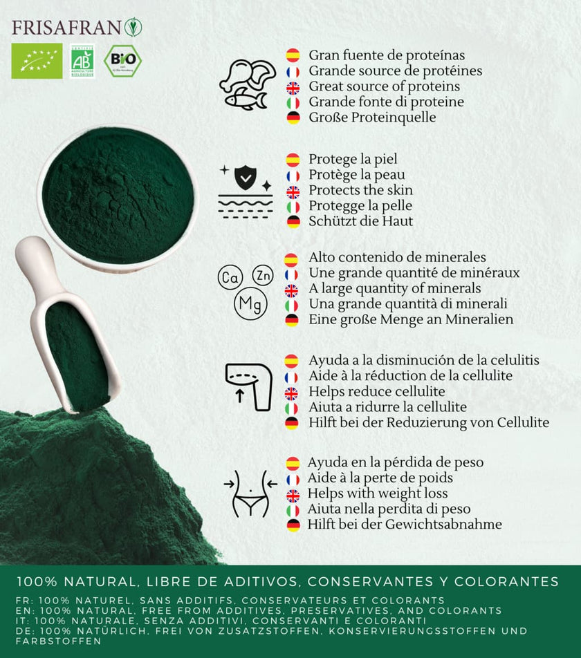 Espirulina En Polvo Ecológica - Calidad Y Sabor | Frisafran 2 Kg_1