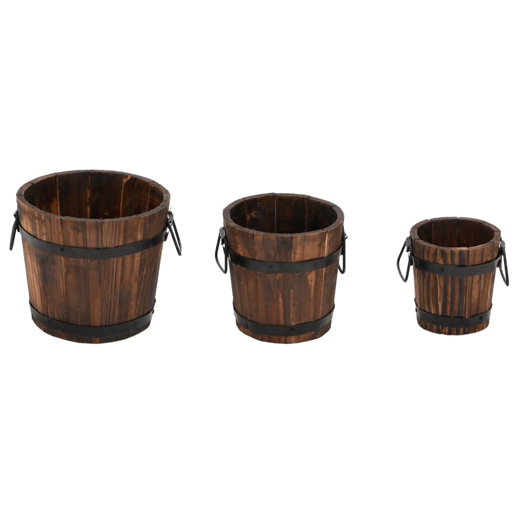 Juego De Maceteros Cubo De Madera 3 Piezas Madera Maciza Abeto_0
