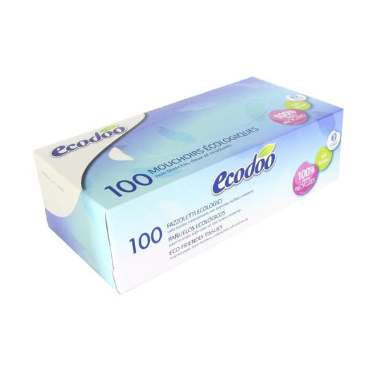 Lenços de bolso Ecodoo com três camadas, 100% fibra reciclada, embalados em caixa, 100 unidades