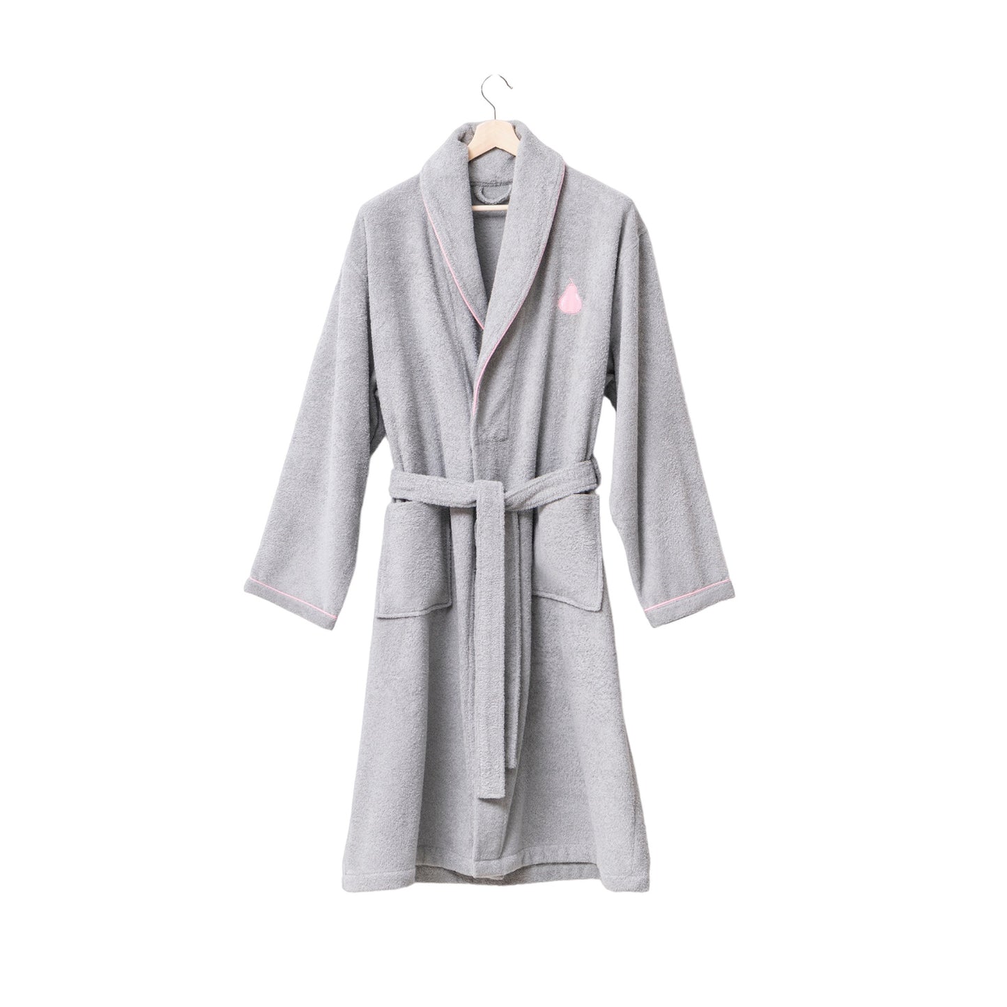 Albornoz M/l 380gsm 100%algodon Gris Con Pera Rosa Benetton Fruits Be_1