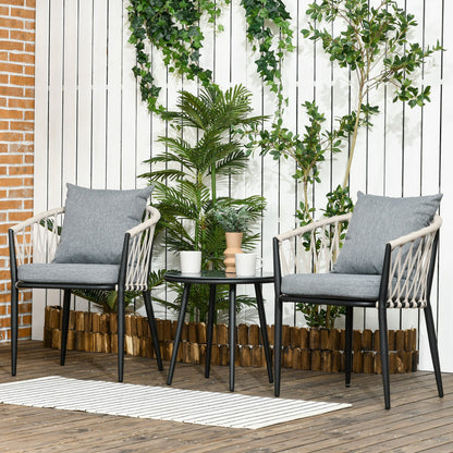 Outsunny Conjunto De Muebles De Jardín 3 Piezas Incluye Mesa Y 2 Sillones Gris_1