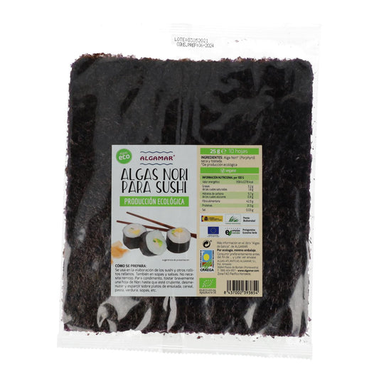ALGAMAR Organic Nori Sushi Algas Marinhas 10 folhas 25g