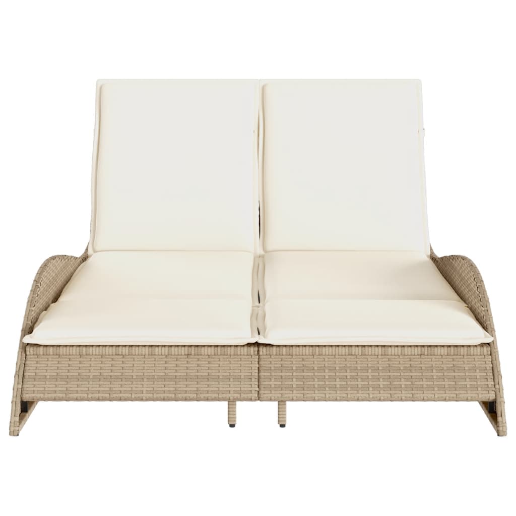 Tumbona Con Cojines Ratán Sintético Beige 114x205x73 Cm / Vetonek_4