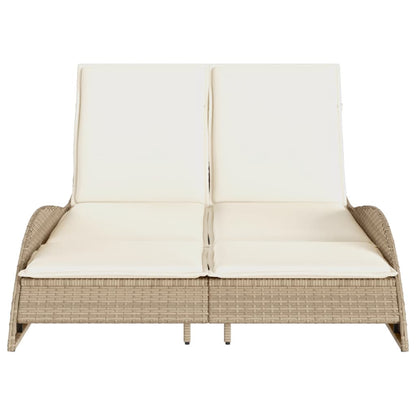Tumbona Con Cojines Ratán Sintético Beige 114x205x73 Cm / Vetonek_4