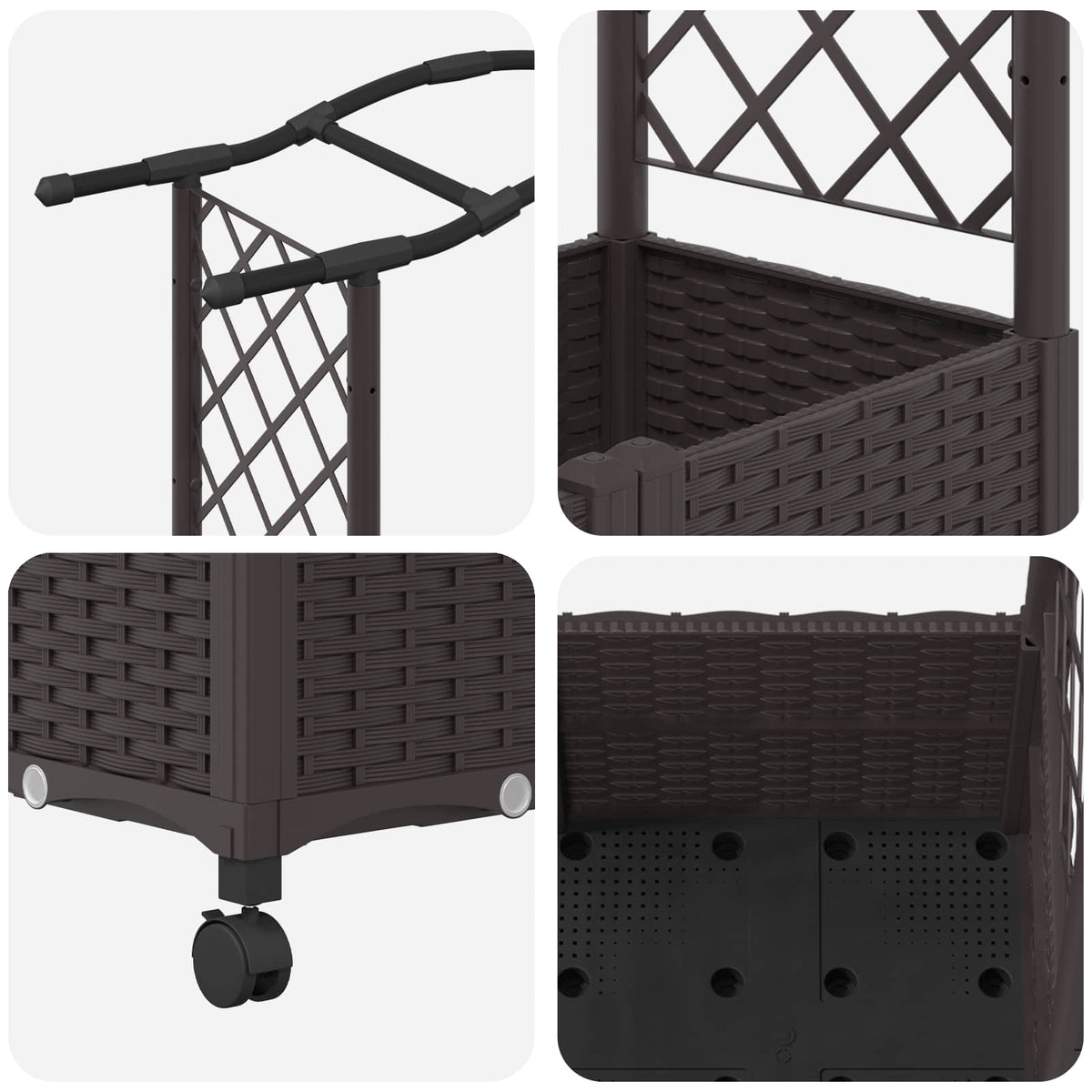 Cama Elevada Con Trellis Y Techo Marrón 125 X 40 X 144 Cm Pp_5