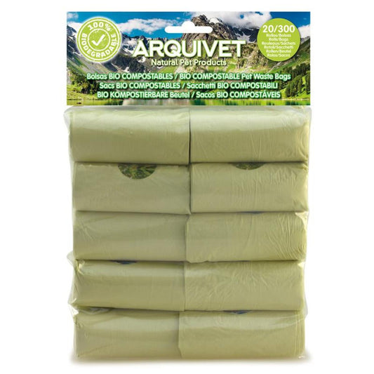 Sacos biodegradáveis ​​para excrementos Arquivet 20 rolos x 15 sacos
