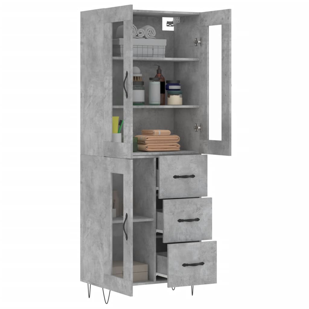 Aparador Alto Madera Contrachapada Gris Hormigón 69,5x34x180 Cm_2