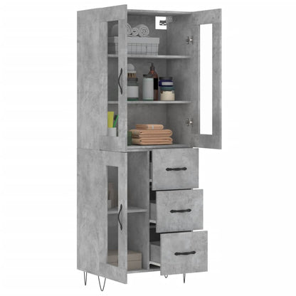 Aparador Alto Madera Contrachapada Gris Hormigón 69,5x34x180 Cm_2
