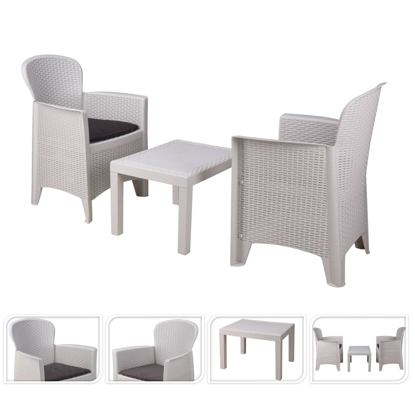 Well Home - Set De Jardín 'akita' Mesa Y 2 Sillas Blanco Ideal Para Terrazas_2