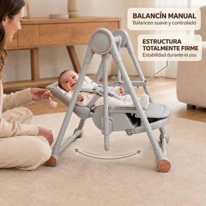 Trona Gris Evolutiva 3 En 1 , Plegable Y Portátil, Reposapiés , Respaldo Y Bandeja Bathby_5