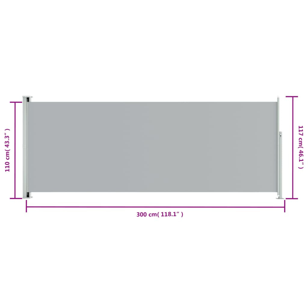 Vidaxl Toldo Lateral Retráctil De Jardín Gris 117x300 Cm_2