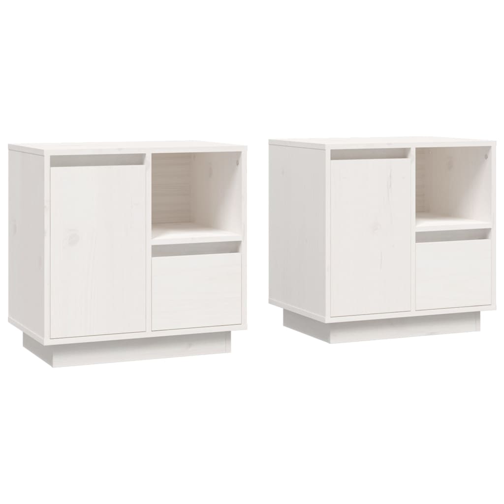 Mesitas De Noche 2 Uds Madera Maciza Pino Blanco 50x34x50 Cm_0