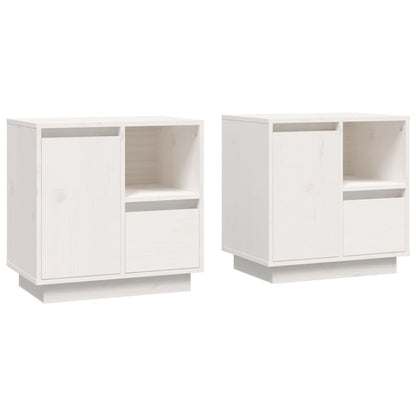 Mesitas De Noche 2 Uds Madera Maciza Pino Blanco 50x34x50 Cm_0