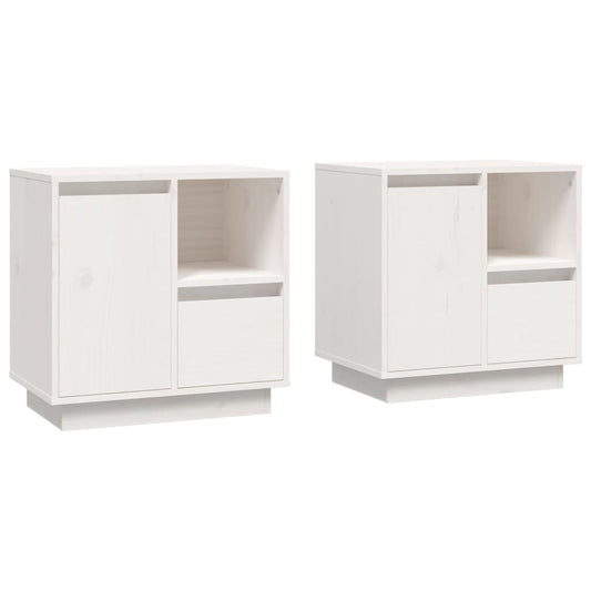 Mesitas De Noche 2 Uds Madera Maciza Pino Blanco 50x34x50 Cm_0