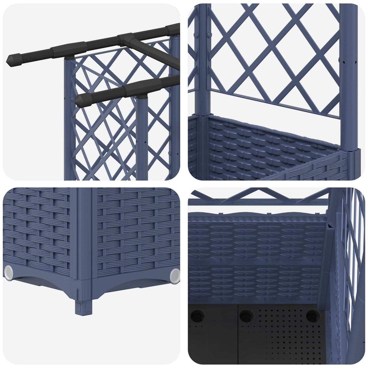 Cama Elevada Con Trellis Y Techo Gris 124 X 40 X 136 Cm Pp_5