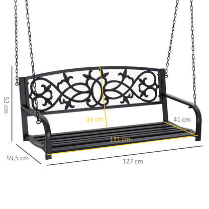Outsunny Banco Columpio De 2 Plazas De Acero Con Reposabrazos 127x59,5x52 Cm_2