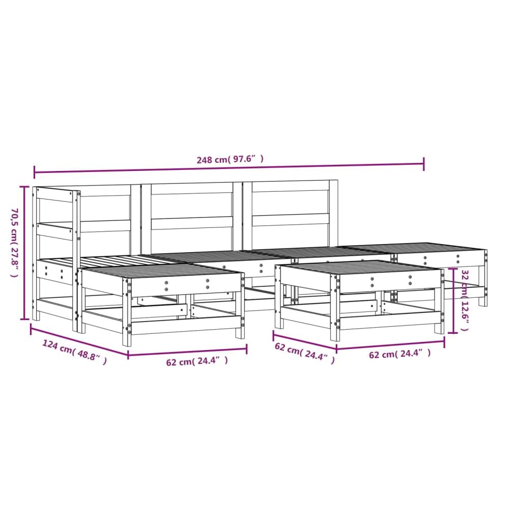 Vidaxl Juego De Muebles De Jardín 6 Piezas Madera Maciza Pino Blanco_2