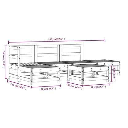 Vidaxl Juego De Muebles De Jardín 6 Piezas Madera Maciza Pino Blanco_2