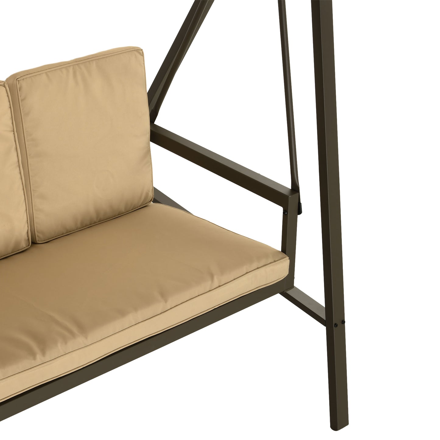 Outsunny Columpio De Jardín De 3 Plazas Con Toldo Ajustable 200x125x175 Cm Beige_4