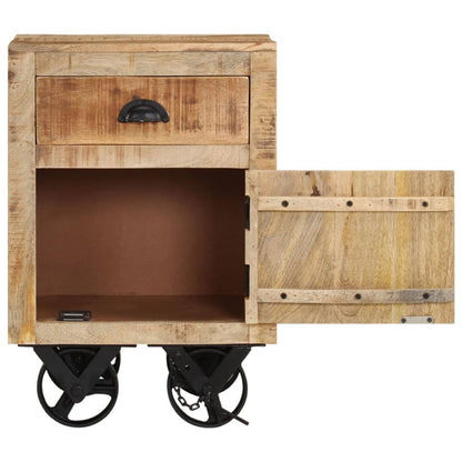 Mesita De Noche De Madera Maciza De Mango 40x30x57 Cm_1