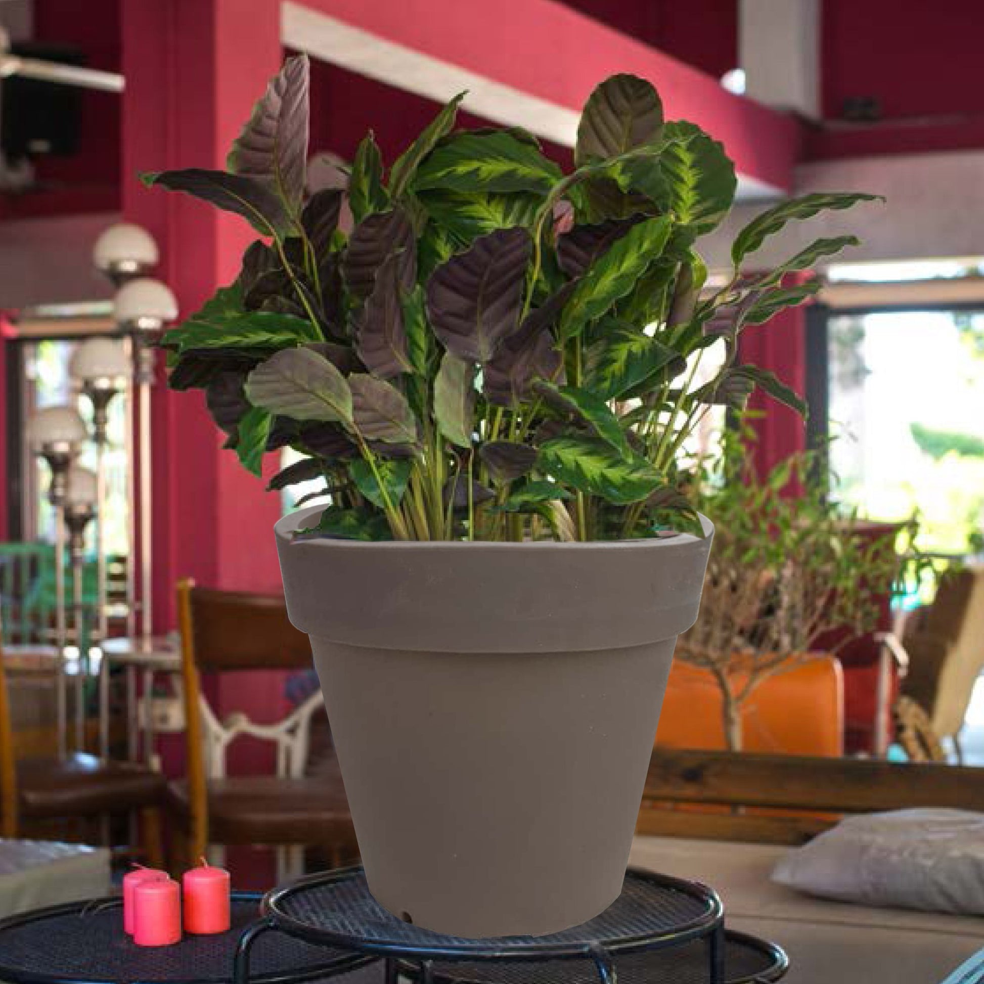 Macetero De Polietileno Por Rotomoldeo Color Topo 35x30 Cm