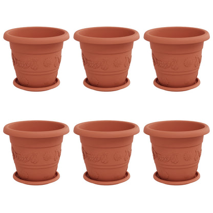 Macetas 6 Uds. Rojo Ladrillo Ø 26 X 21.5 Cm Plástico_0
