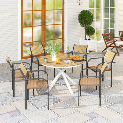 Outsunny Mesa De Jardín Redonda Ø118x74 Cm Con Estructura De Aluminio Teca_1